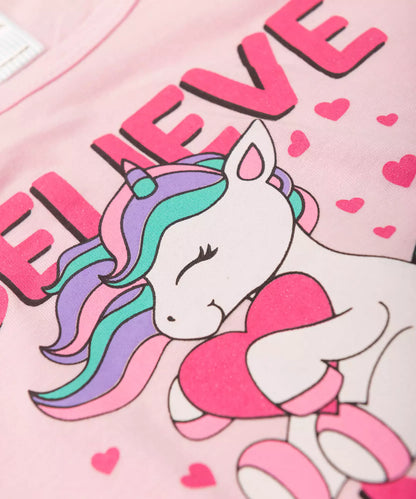 Blusa de Verão para Menina Unicórnio Rosa