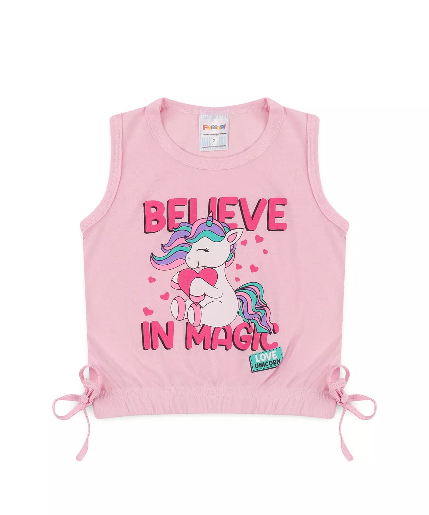 Blusa de Verão para Menina Unicórnio Rosa