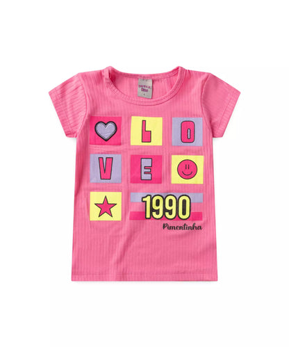 Blusa Infantil Feminina Coração Rosa