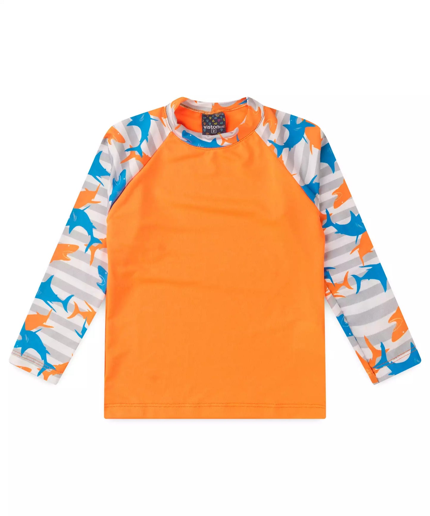 Blusa Infantil Masculina com Proteção UV 50+ Tubarão Laranja