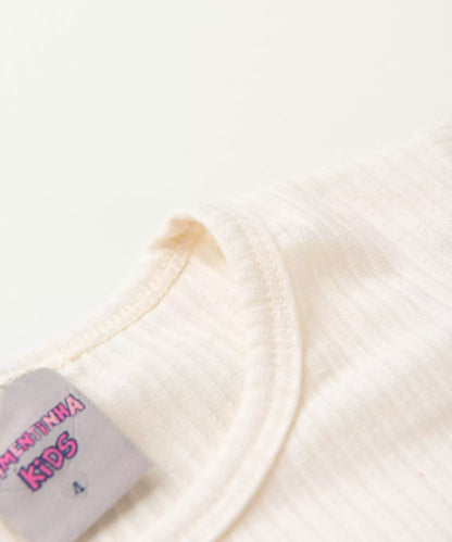 Blusa Manga Longa Infantil Feminina Básica Marfim