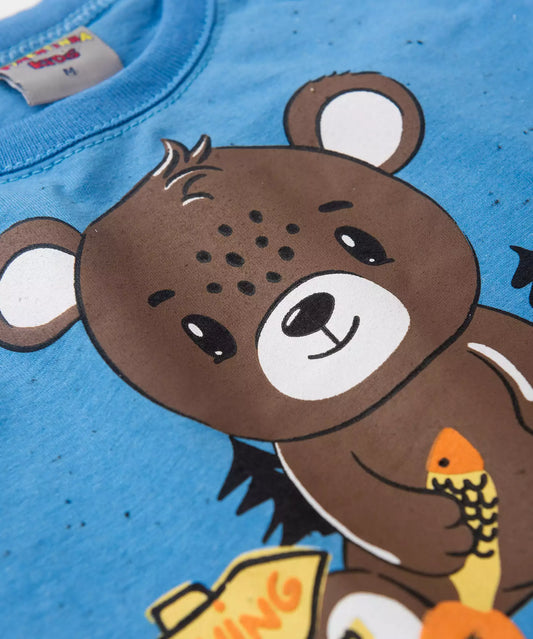 Blusa Manga Longa para Bebê Menino Ursinho Azul