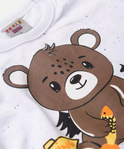 Blusa Manga Longa para Bebê Menino Ursinho Branco