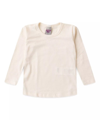 Blusa Manga Longa para Menina Básica Marfim