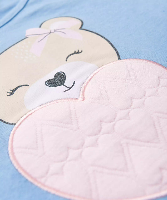 Blusa Manga Longa para Menina Ursinho Azul