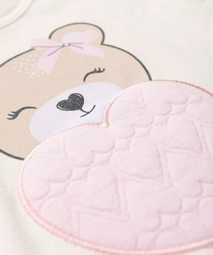 Blusa Manga Longa para Menina Ursinho Marfim