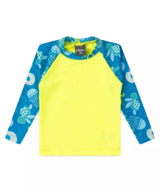 Blusa para Bebê Menino com Proteção UV 50+ Tartaruga Verde