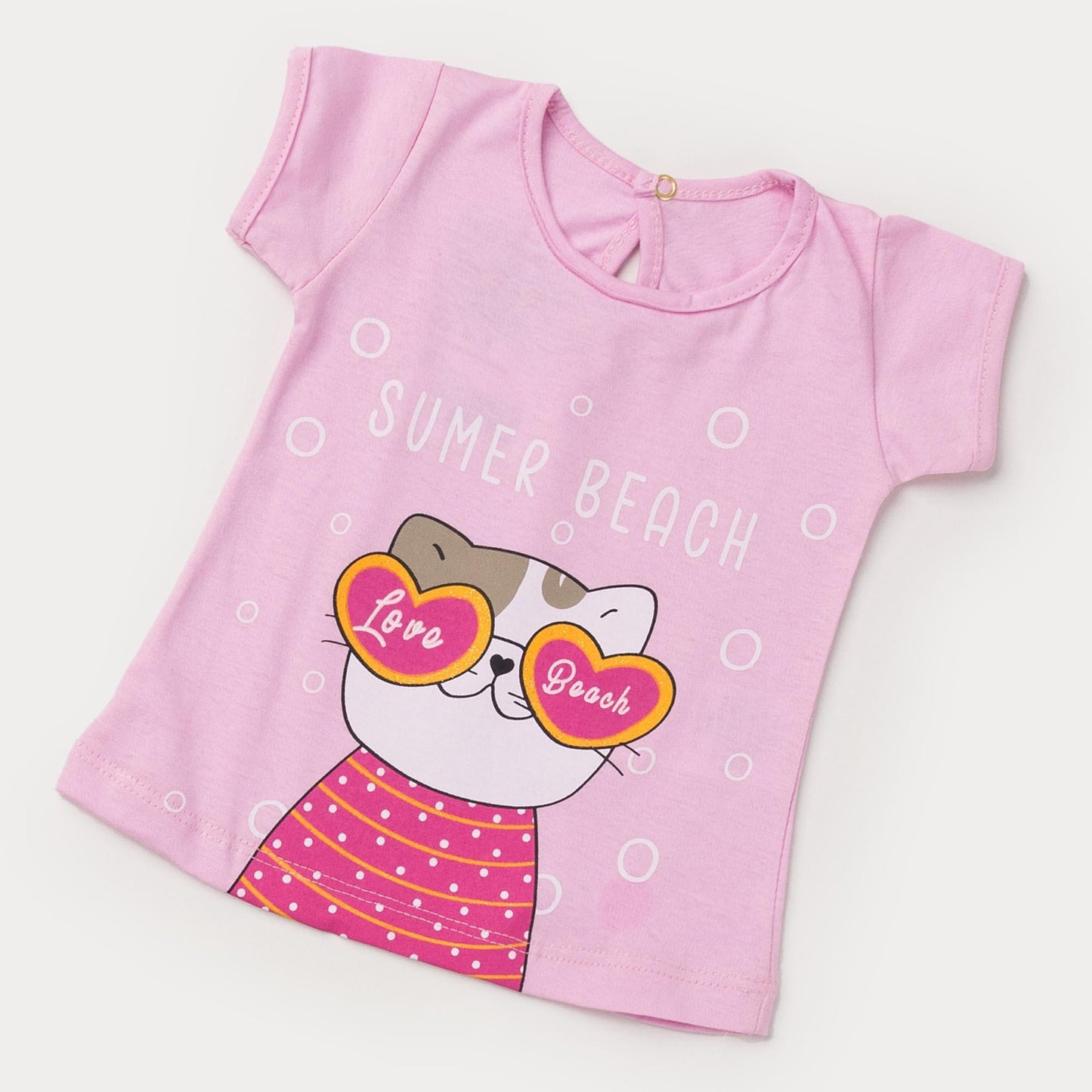 Blusa de Verão Rosa para Bebê Menina Cachorrinho