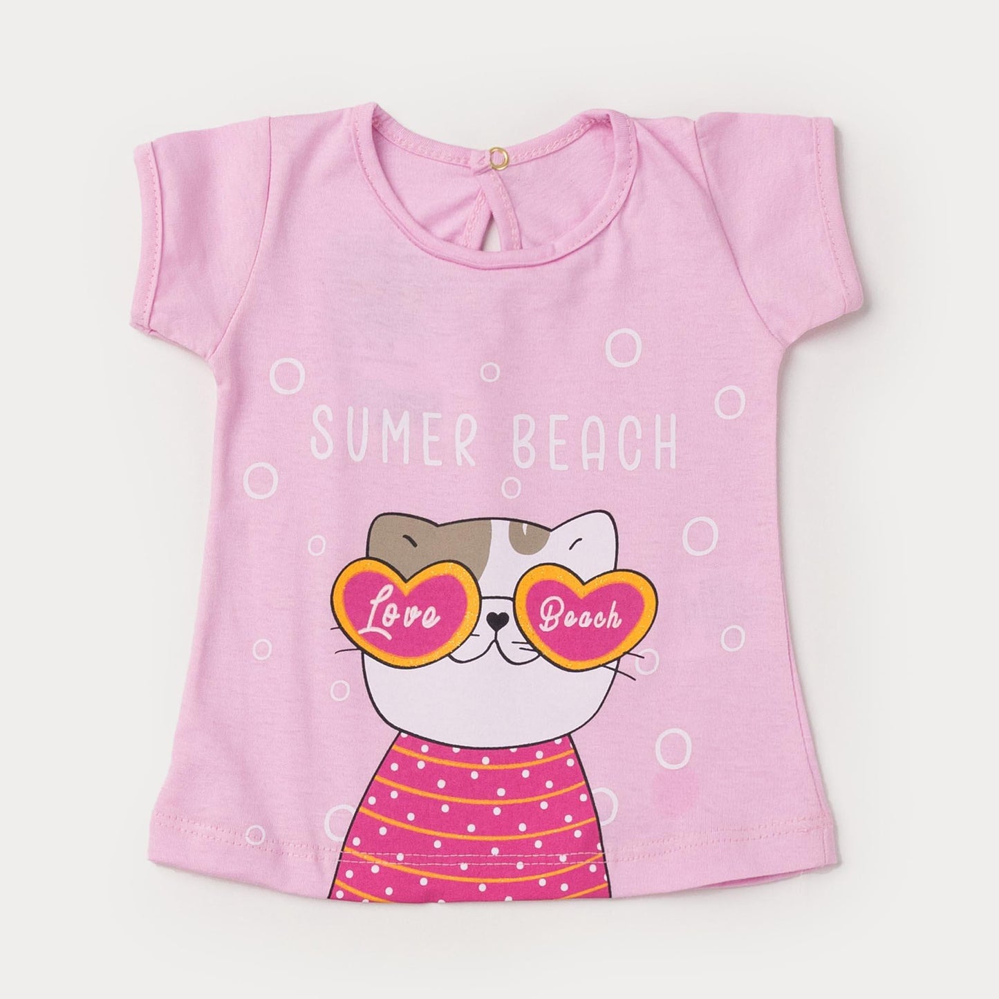 Blusa de Verão Rosa para Bebê Menina Cachorrinho