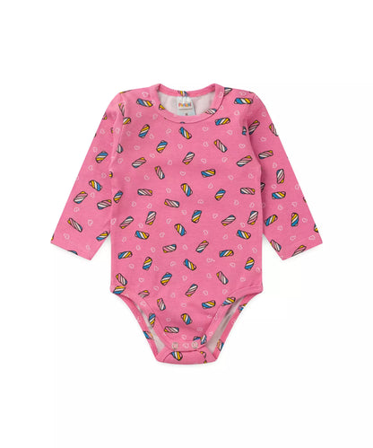 Body de Inverno para Bebê Menina com Faixa de Cabelo Rosa