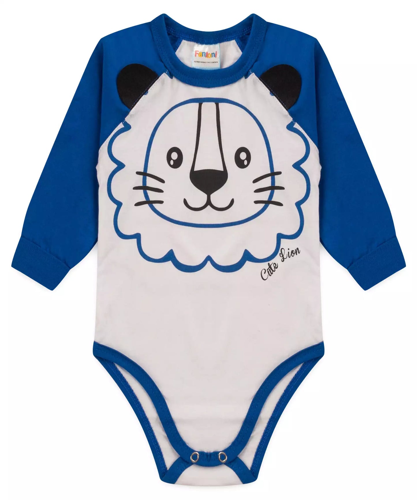 Body de Inverno para Bebê Menino Leãozinho Azul