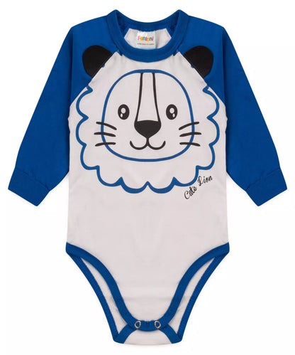 Body de Inverno para Bebê Menino Leãozinho Azul