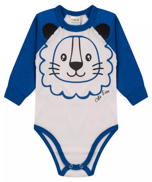 Body de Inverno para Bebê Menino Leãozinho Azul