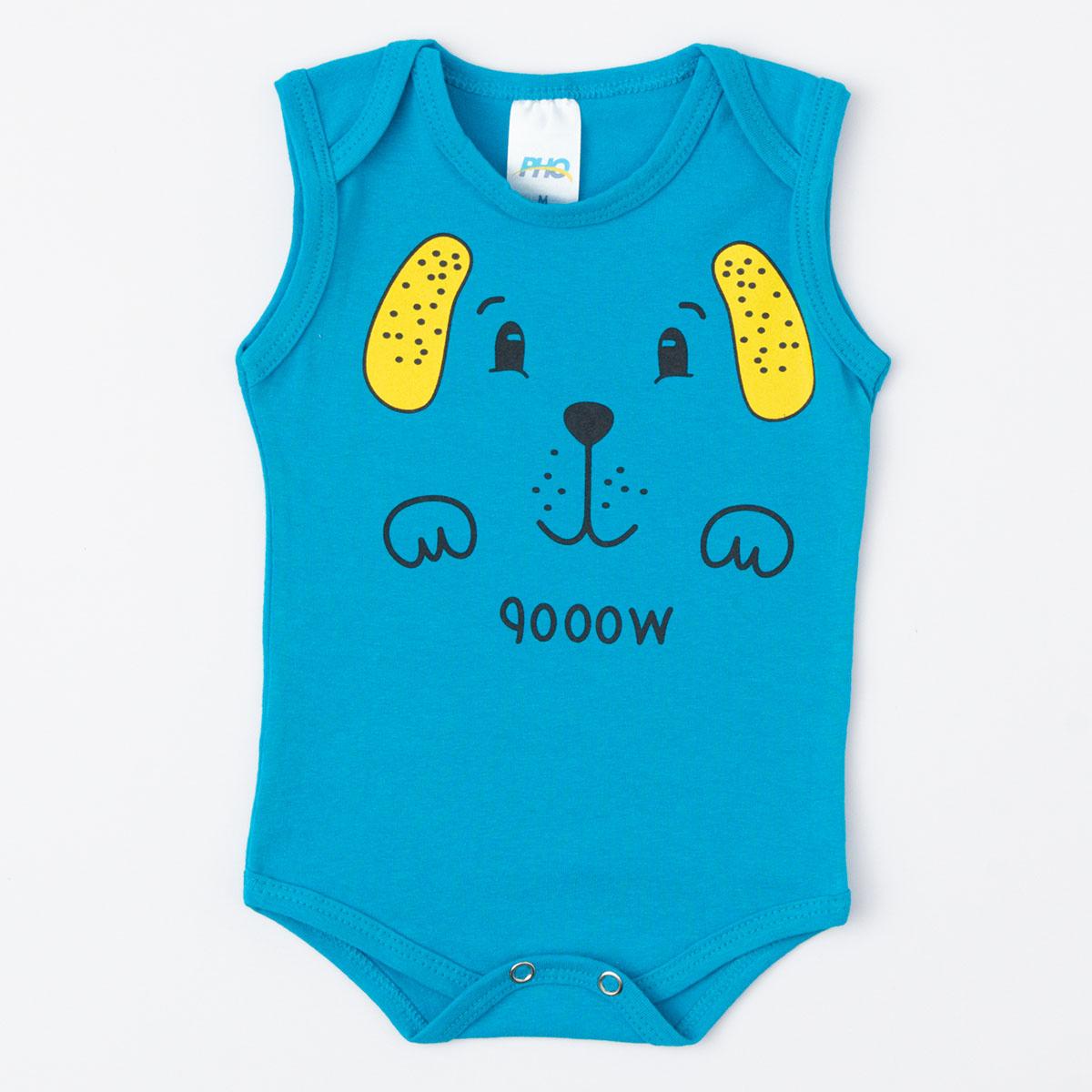 Body Regata Azul com Estampa de Cachorrinho para Bebê Menino