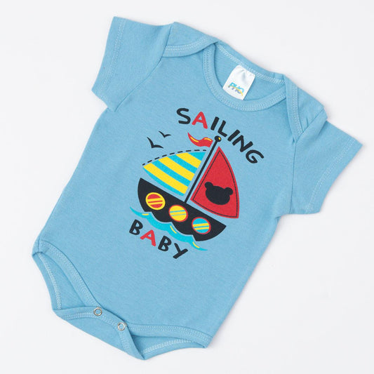 Body Azul para Bebê Menino Barco de Verão