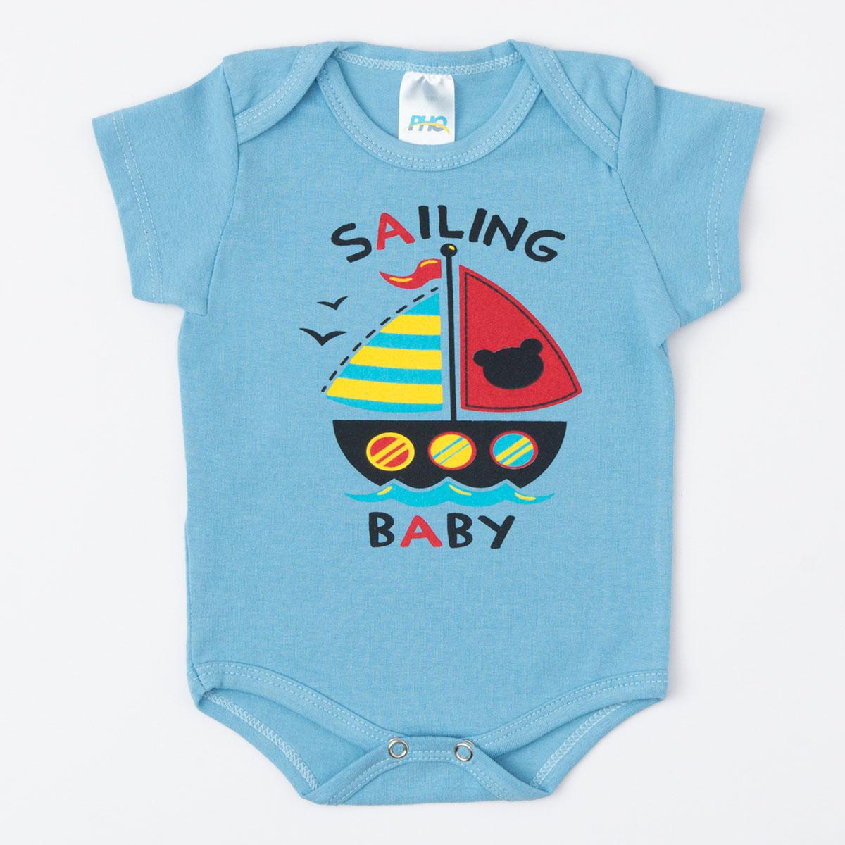 Body Azul para Bebê Menino Barco de Verão