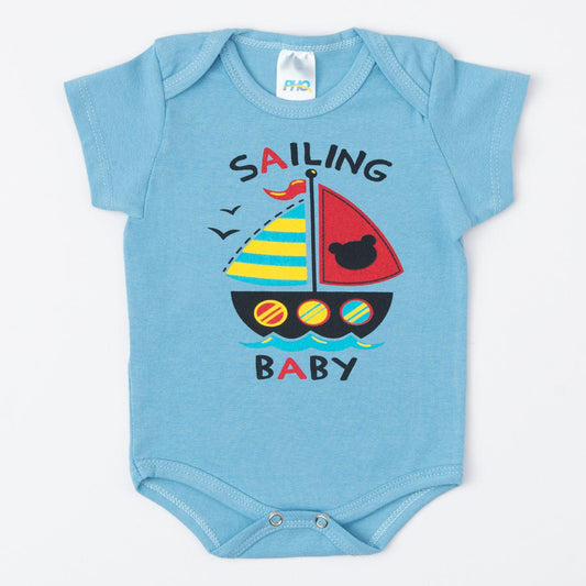 Body Azul para Bebê Menino Barco de Verão