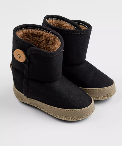 Bota para Bebê Menino com Botão Preto