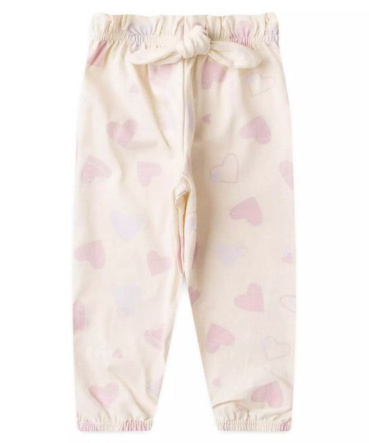 Calça de Inverno para Bebê Menina Corações Marfim