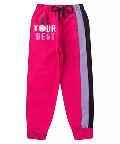 Calça de Moletom Infantil Feminina Estampada Pink