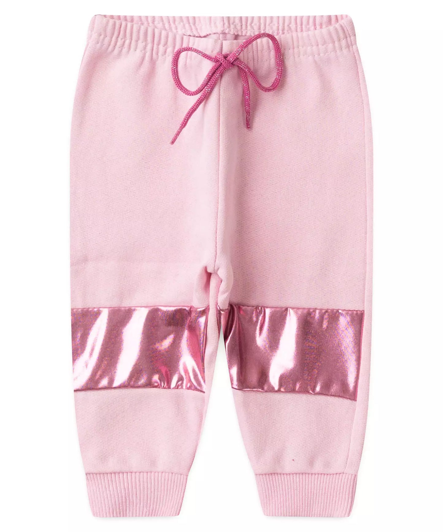 Calça de Moletom para Bebê Menina Metalizada Rosa