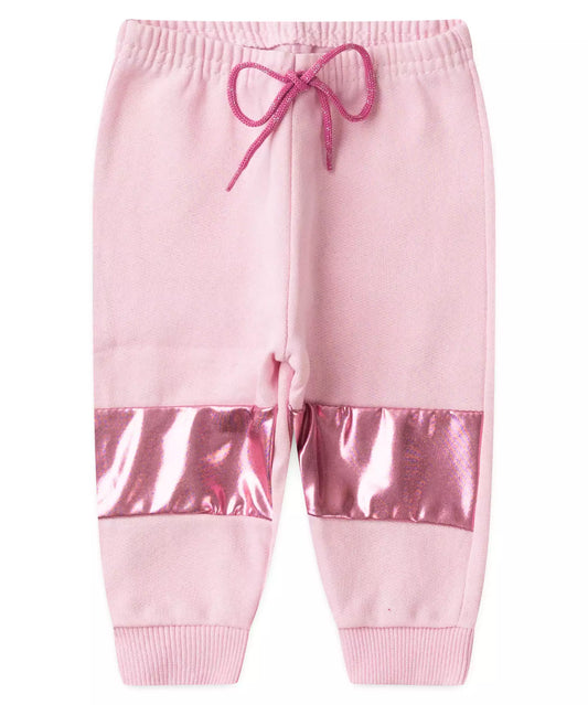 Calça de Moletom para Bebê Menina Metalizada Rosa