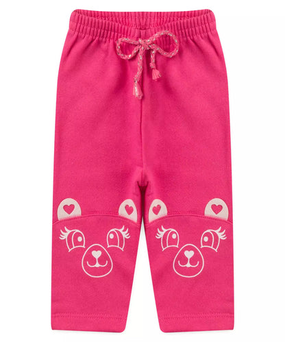 Calça de Moletom para Bebê Menina Ursinho Pink