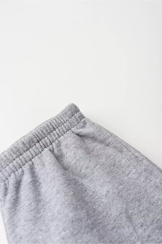Calça Infantil Básica em Moletom Menina Mescla