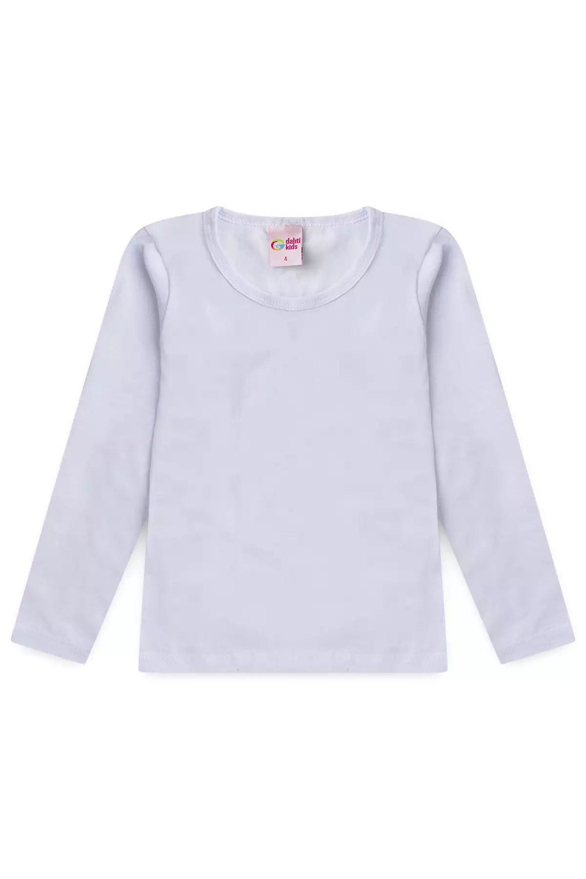 Camiseta Básica Infantil Menina Manga Longa Branco