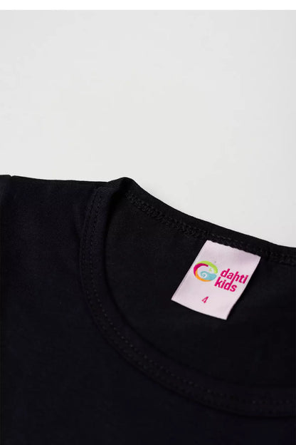 Camiseta Básica Infantil Menina Manga Longa Preto