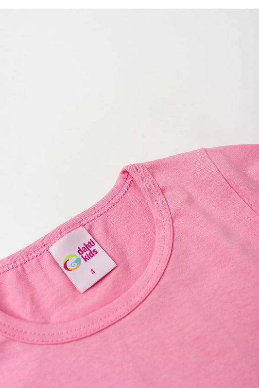 Camiseta Básica Infantil Menina Manga Longa Rosa