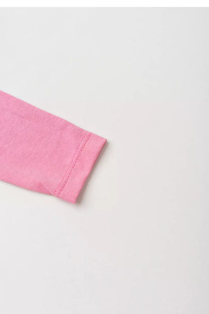 Camiseta Básica Infantil Menina Manga Longa Rosa