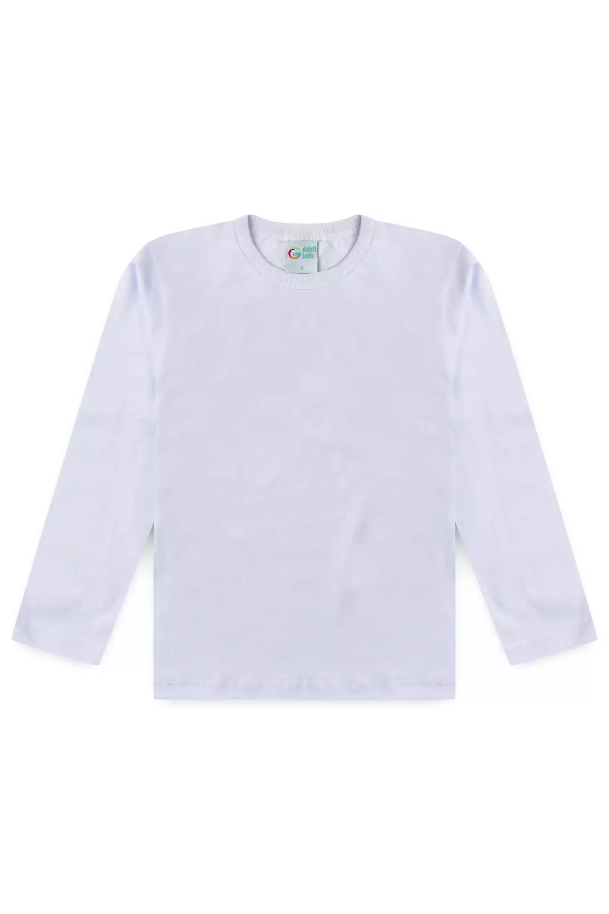 Camiseta Básica Infantil Menino Manga Longa Branco