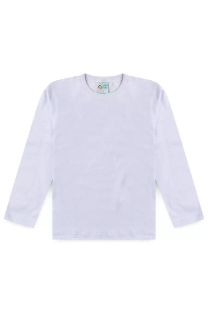 Camiseta Básica Infantil Menino Manga Longa Branco