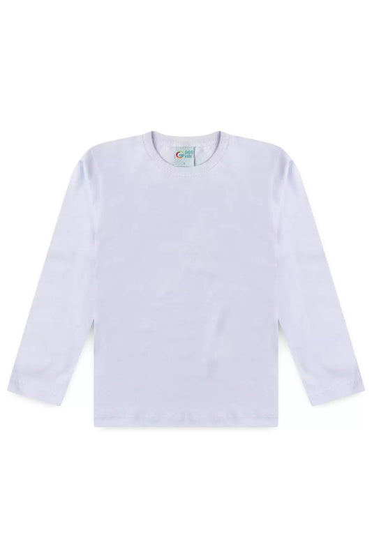 Camiseta Básica Infantil Menino Manga Longa Branco