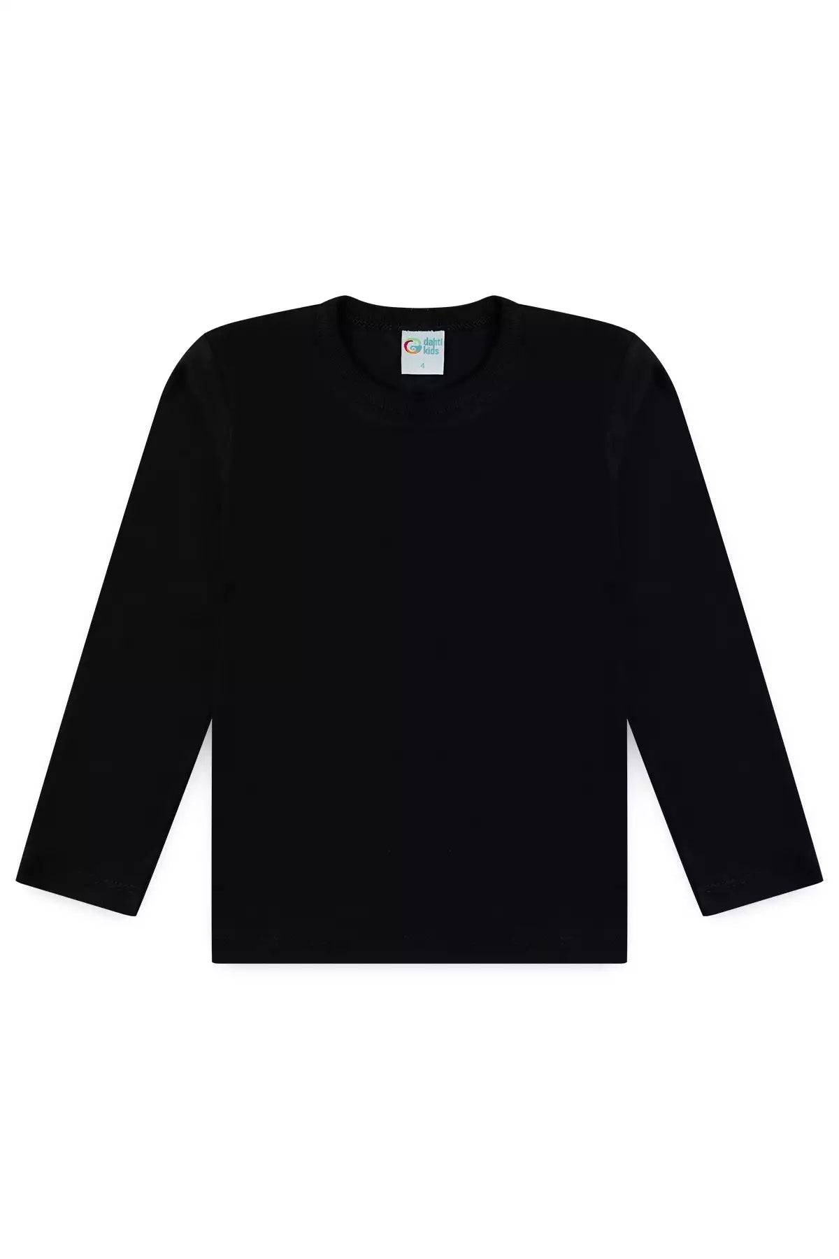 Camiseta Básica Infantil Menino Manga Longa Preto