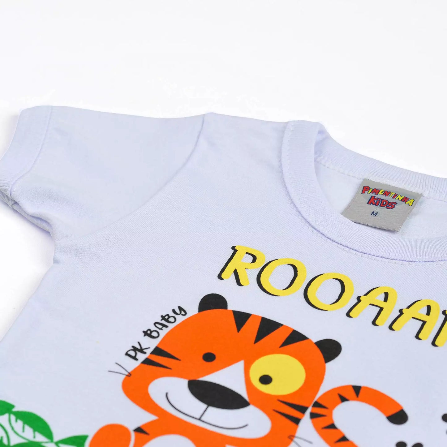 Camiseta Branca para Bebê Menino com Estampa de Tigre