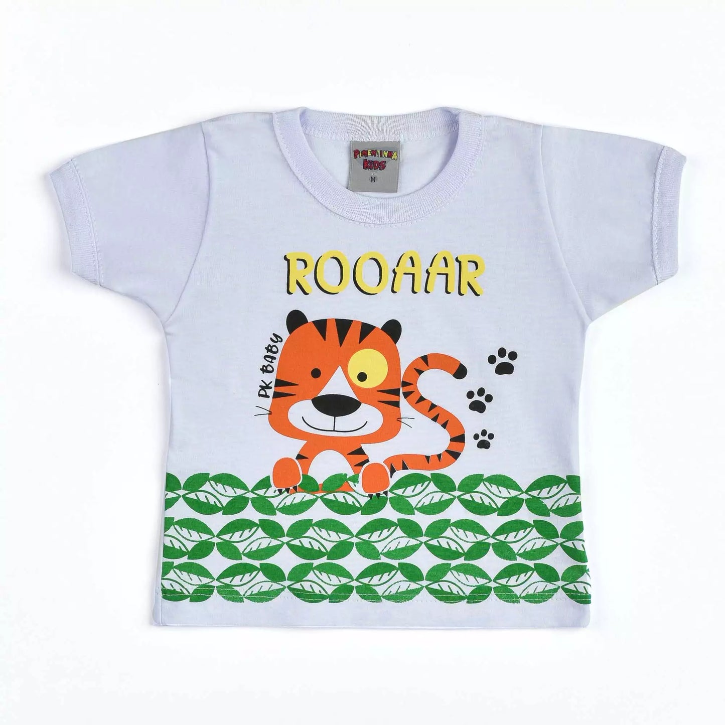 Camiseta Branca para Bebê Menino com Estampa de Tigre