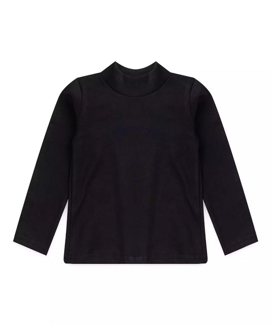Camiseta de Frio Infantil Masculina Gola Cacharrel Preta