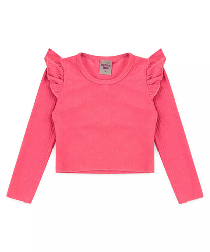 Camiseta de Inverno Infantil Feminina Básica Pink