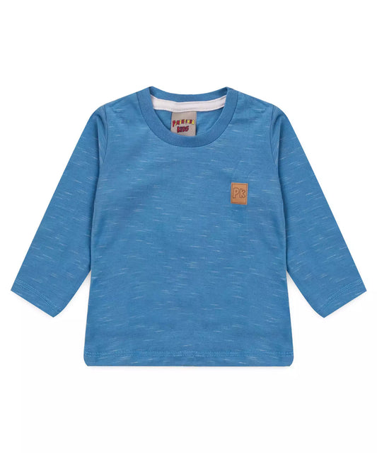 Camiseta de Inverno para Bebê Menino Básica Azul