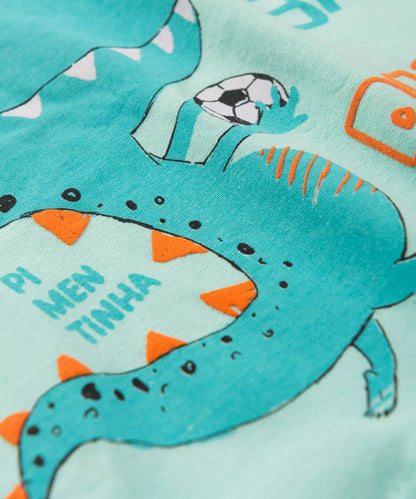 Camiseta de Inverno para Bebê Menino Dinossauro Verde
