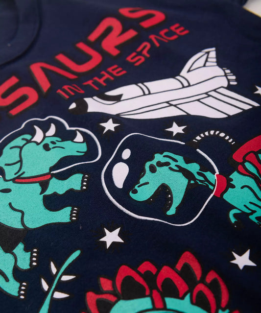 Camiseta de Verão Infantil Masculina Dino Marinho
