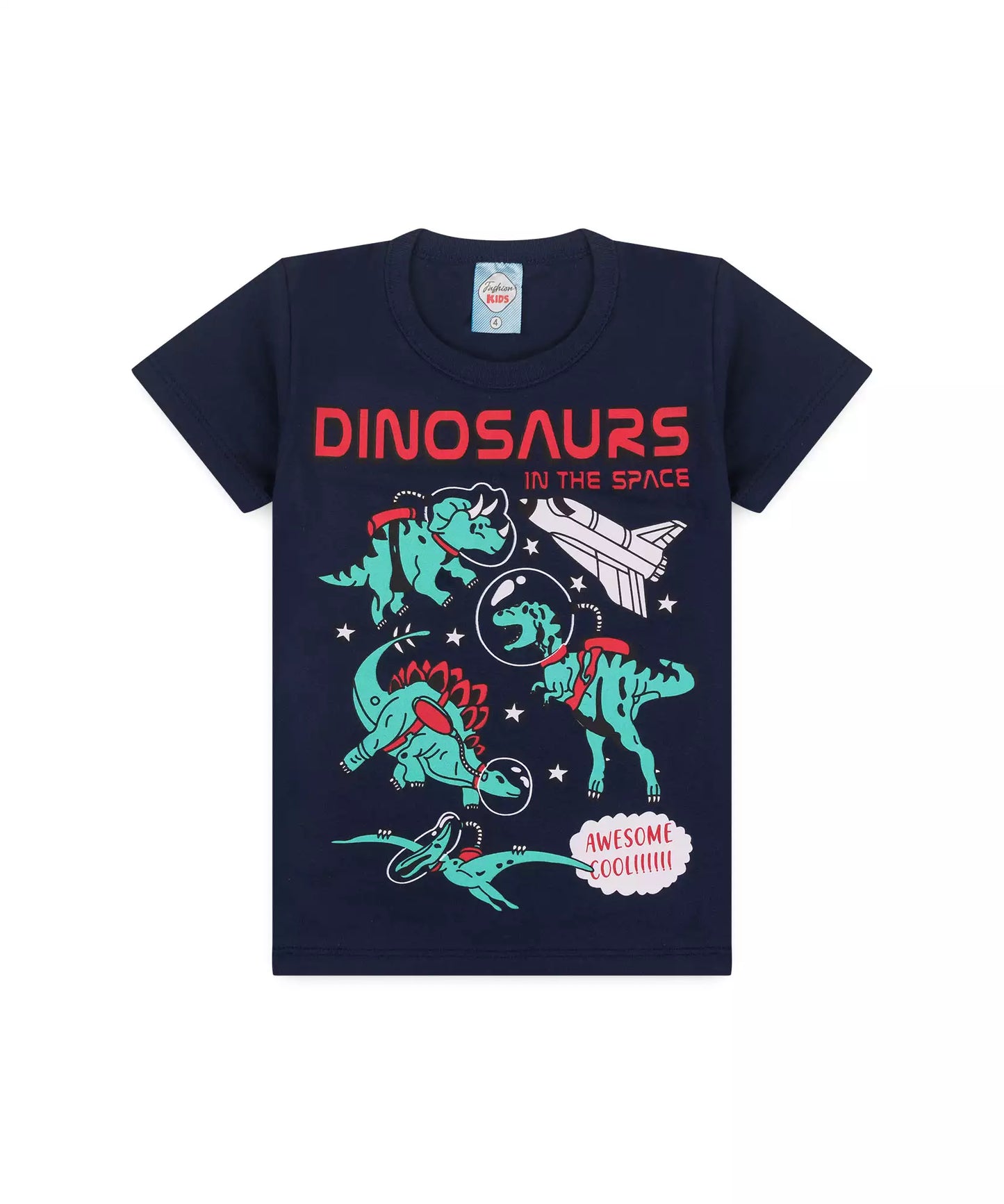 Camiseta de Verão Infantil Masculina Dino Marinho
