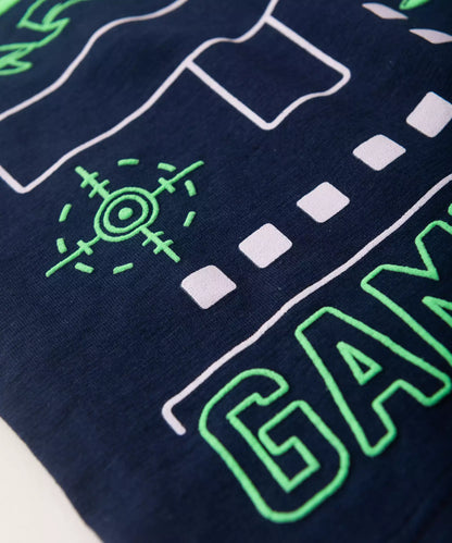 Camiseta de Verão Infantil Masculina Tubarão Marinho