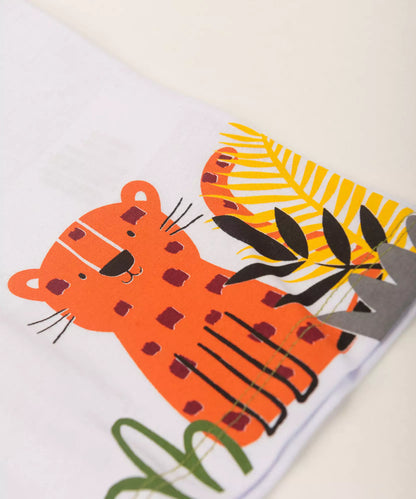 Camiseta de Verão para Bebê Menino Safari Branco