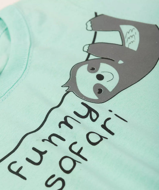 Camiseta de Verão para Bebê Menino Safari Verde