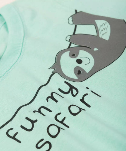 Camiseta de Verão para Bebê Menino Safari Verde