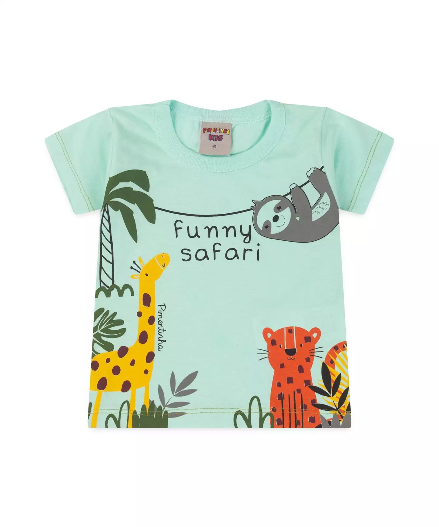 Camiseta de Verão para Bebê Menino Safari Verde