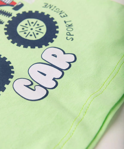 Camiseta de Verão para Bebê Menino Urso Verde